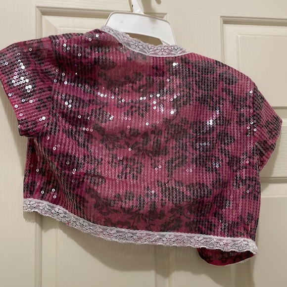 Betsey Johnson pink floral print bolero (sz sm) - Picture 6 of 6